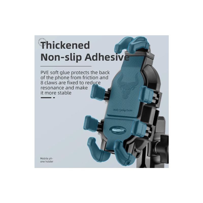 ROCKBROS telefonhållare för motorcykel justerbar roterbar aluminium cykeltelefonhållare med silikonstötdämpning