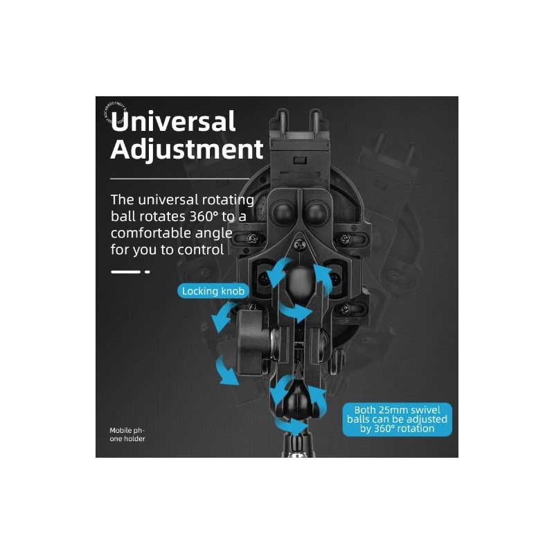 ROCKBROS telefonhållare för motorcykel justerbar roterbar aluminium cykeltelefonhållare med silikonstötdämpning