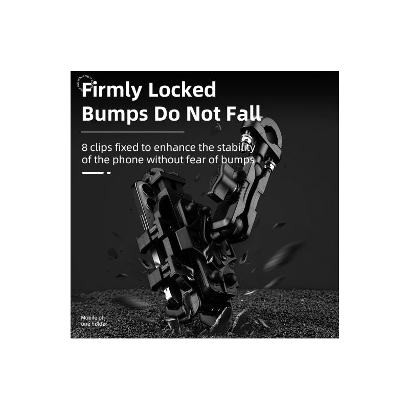 ROCKBROS telefonhållare för motorcykel justerbar roterbar aluminium cykeltelefonhållare med silikonstötdämpning