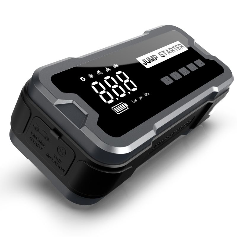 Mångsidig Jump Starter Power Bank Bärbar Laddare med Däckpump och Säkerhet Funktioner för Nödsituationer