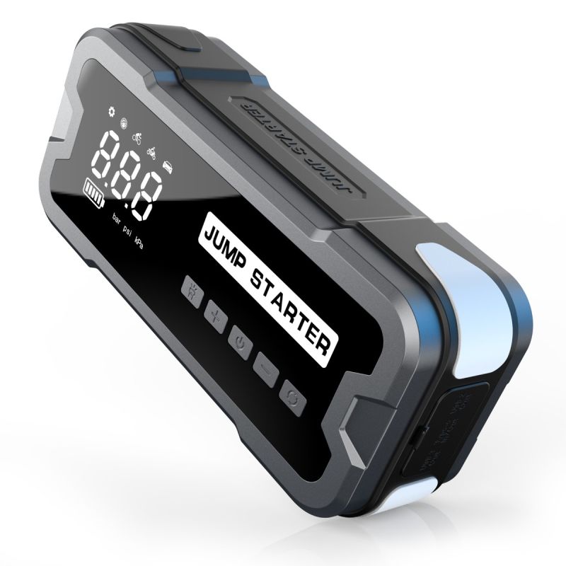 Mångsidig Jump Starter Power Bank Bärbar Laddare med Däckpump och Säkerhet Funktioner för Nödsituationer