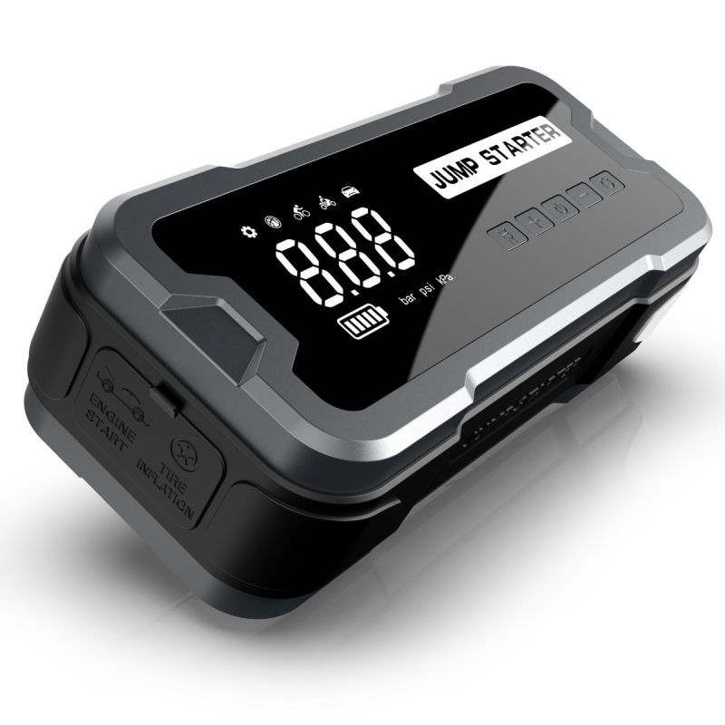 Mångsidig Jump Starter Power Bank Bärbar Laddare med Däckpump och Säkerhet Funktioner för Nödsituationer