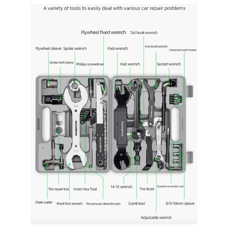 ROCKBROS cykelreparationsset hållbara kolstålsverktyg för seriösa cyklister och vardagliga cykelreparationer
