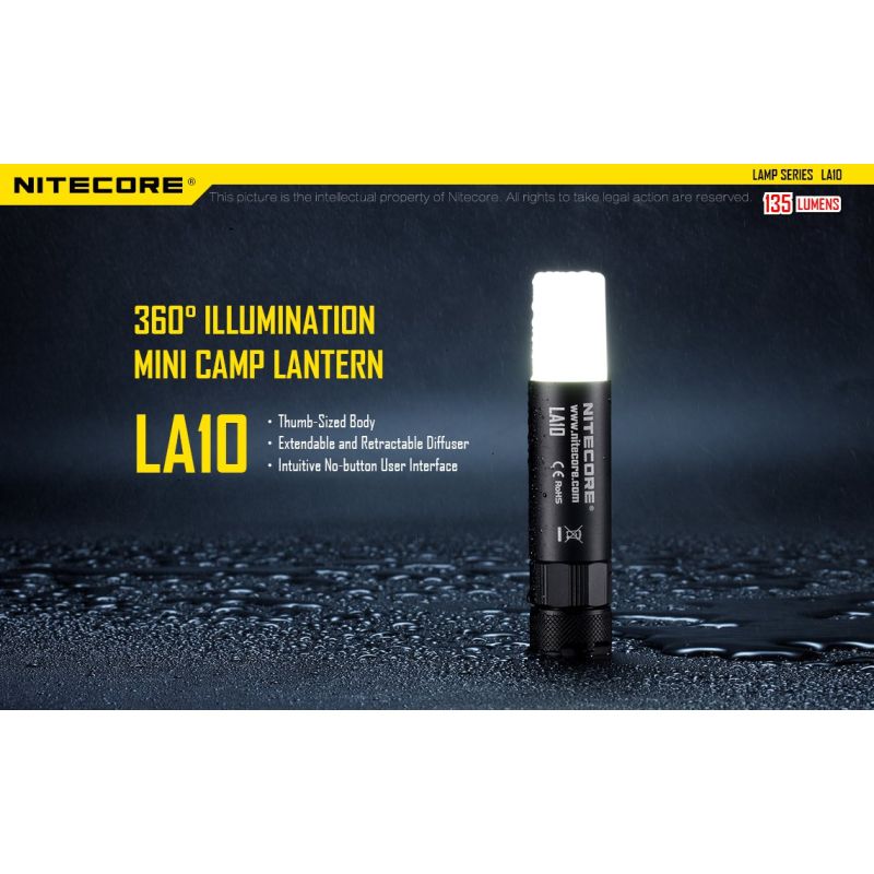 Nitecore LA10 kompakt lättviktig campingficklampa 135 lumen med vridaktiveringsdesign och Nichia XP-G2 LED