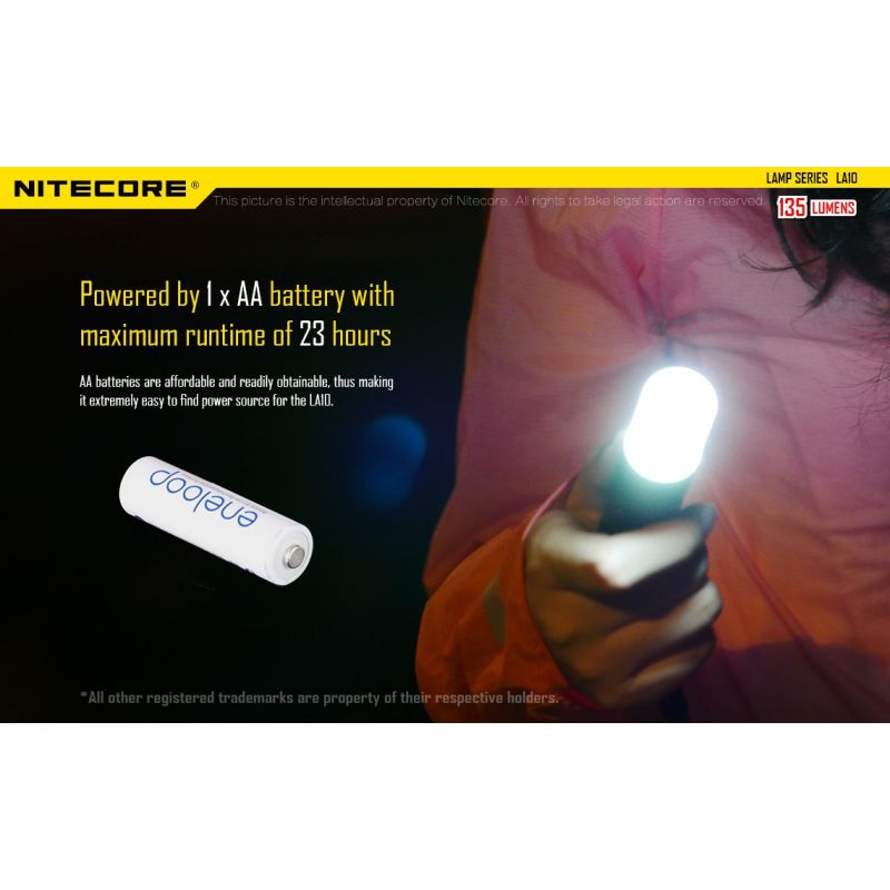 Nitecore LA10 kompakt lättviktig campingficklampa 135 lumen med vridaktiveringsdesign och Nichia XP-G2 LED