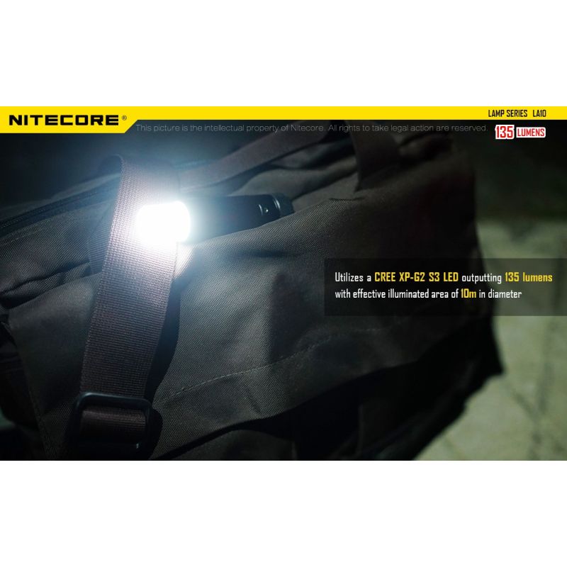 Nitecore LA10 kompakt lättviktig campingficklampa 135 lumen med vridaktiveringsdesign och Nichia XP-G2 LED