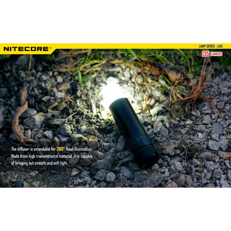 Nitecore LA10 kompakt lättviktig campingficklampa 135 lumen med vridaktiveringsdesign och Nichia XP-G2 LED
