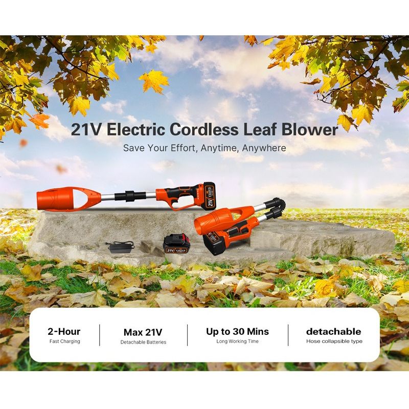 Handhållen Lövblåsare & Trädgårdsfläkt – Vikbar, Trådlös med Litiumbatteri för effektiv rengöring
