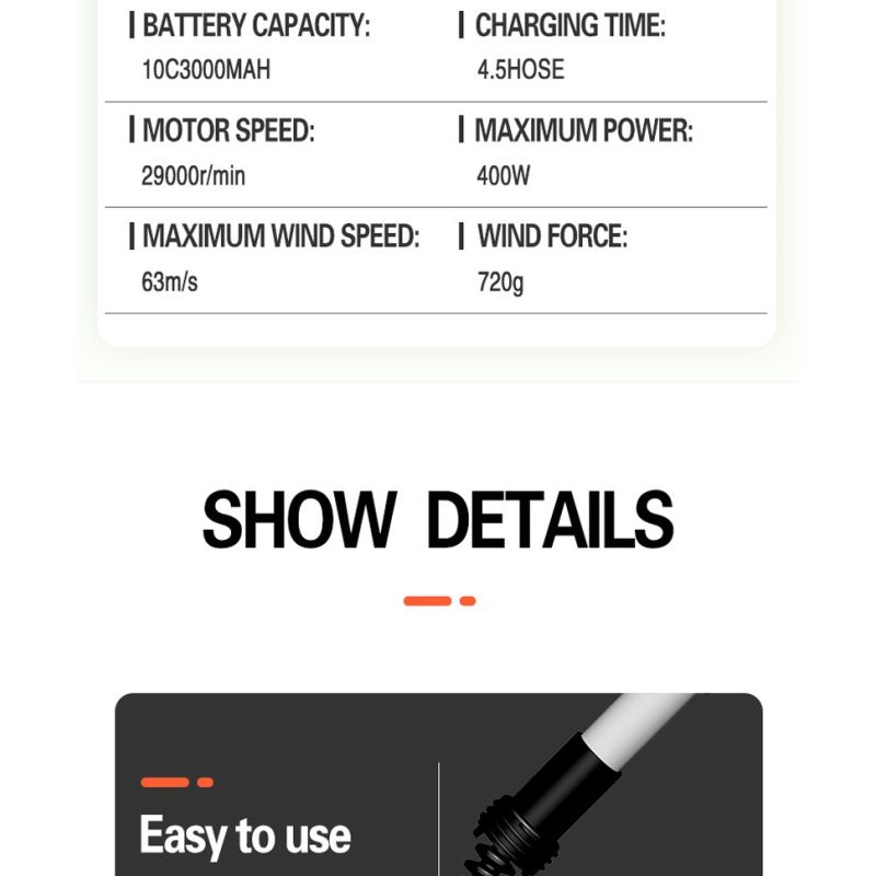 Handhållen Lövblåsare & Trädgårdsfläkt – Vikbar, Trådlös med Litiumbatteri för effektiv rengöring