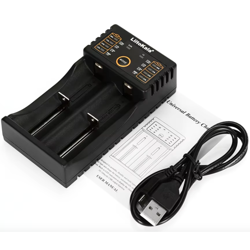 LiitoKala Lii-202 smart laddare med dubbla laddningskanaler effektiv för 18650 26650 NiMH batterihantering
