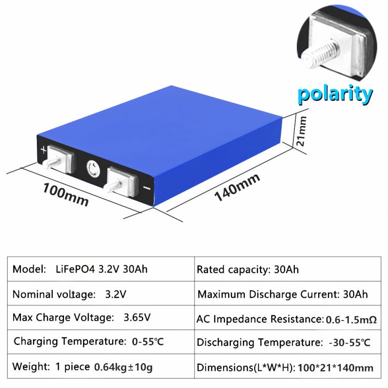 LiitoKala 3.2V 30Ah Lifepo4 batteripaket för elfordon solenergi hög energitäthet miljövänlig och lång livslängd