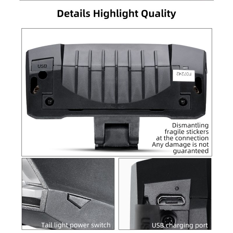 ROCKBROS LKWD-R1 cykelbakljus med smart USB LED och trådlös fjärrkontroll för ökad cykelsäkerhet MTB stadscykling