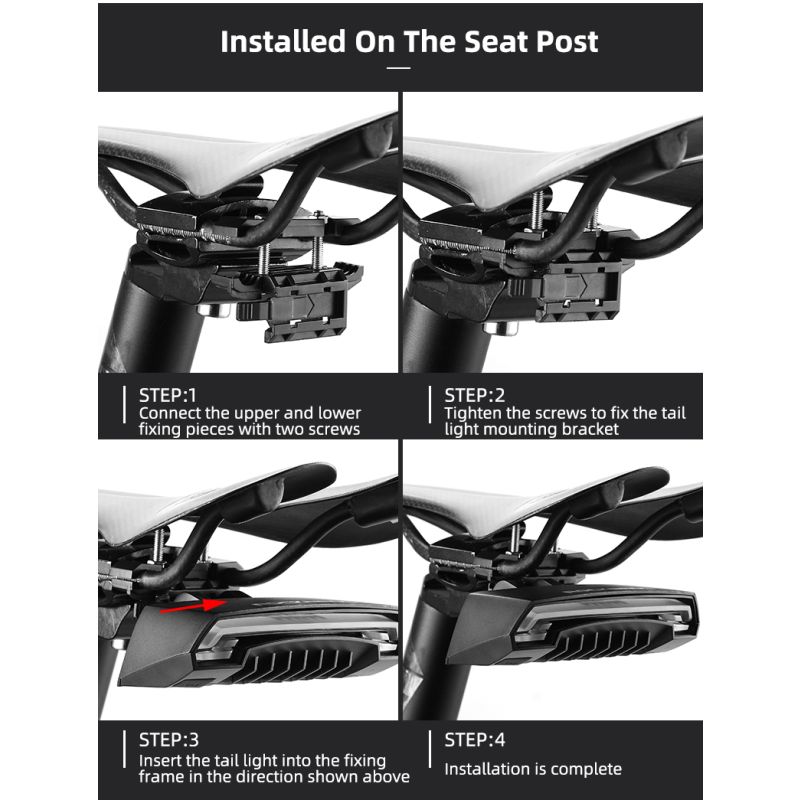 ROCKBROS LKWD-R1 cykelbakljus med smart USB LED och trådlös fjärrkontroll för ökad cykelsäkerhet MTB stadscykling