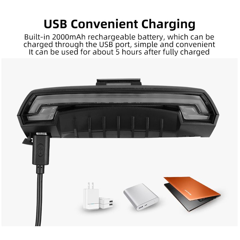 ROCKBROS LKWD-R1 cykelbakljus med smart USB LED och trådlös fjärrkontroll för ökad cykelsäkerhet MTB stadscykling