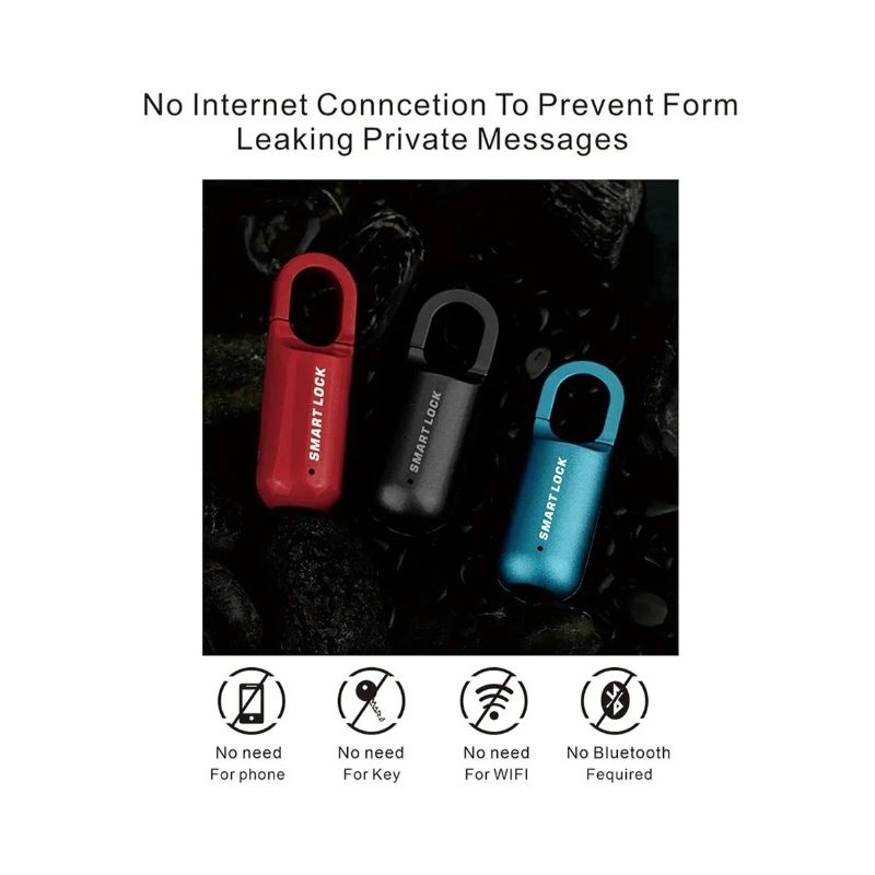 Mini Fingeravtryckshänglås USB-nyckellöst lås Snabb upplåsning Lätt design för resesäkerhet och biometrisk trygghet