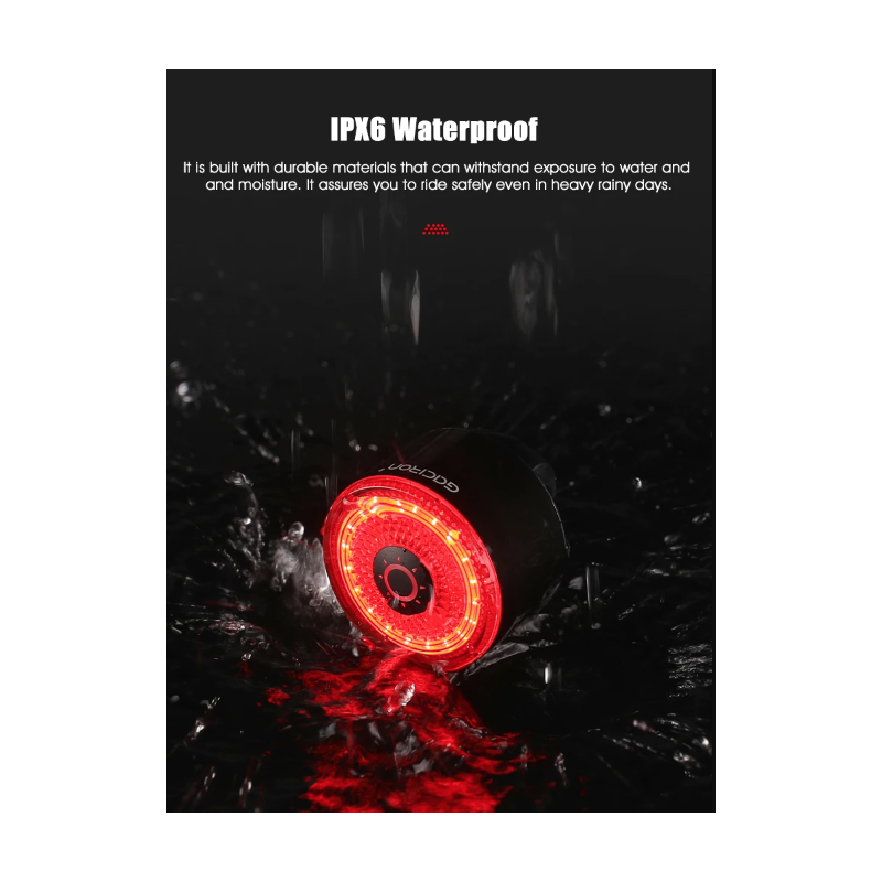 Gaciron LOOP-100 cykelbakljus hög ljusstyrka LED med bromssensor aluminiumlegering för cykelsäkerhet