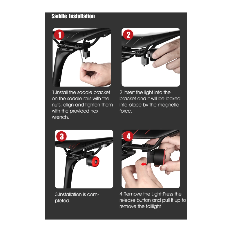 Gaciron LOOP-100 cykelbakljus hög ljusstyrka LED med bromssensor aluminiumlegering för cykelsäkerhet