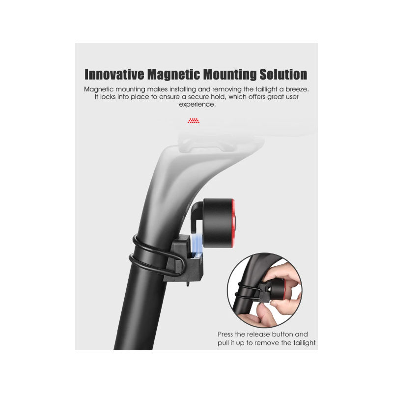 Gaciron LOOP-100 cykelbakljus hög ljusstyrka LED med bromssensor aluminiumlegering för cykelsäkerhet