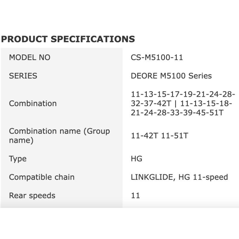 Shimano Deore CS-M5100 Kassett 11-växlad MTB 11-51T Perfekt Uppgradering för Terrängcykling Innovation och Precision