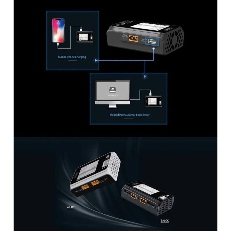 ToolkitRC M6D 500W 15A Dubbelkanal MINI Smart RC Laddare för LiPo LiHV Hög Effekt Snabb Laddning