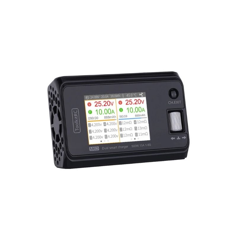 ToolkitRC M6D 500W 15A Dubbelkanal MINI Smart RC Laddare för LiPo LiHV Hög Effekt Snabb Laddning