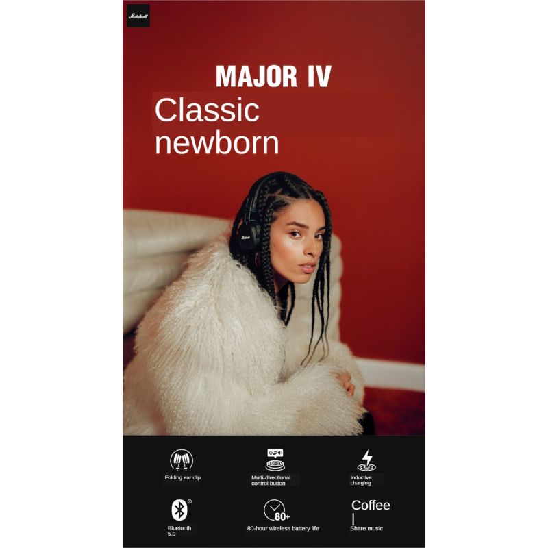 MARSHALL Major III Trådlösa Bluetooth-hörlurar med djup bas Vikbara för Musikälskare och aktiv livsstil