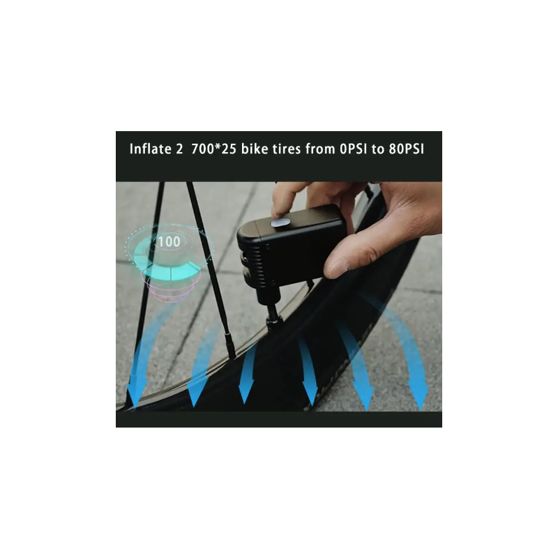 A2 Mini Elektrisk Luftpump lättviktig bärbar cykel inflator MTB pump kompatibel med Presta Schrader ventiler