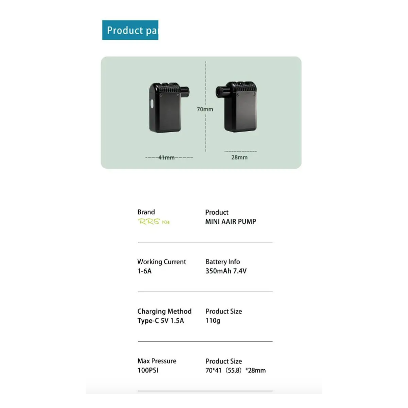 A2 Mini Elektrisk Luftpump lättviktig bärbar cykel inflator MTB pump kompatibel med Presta Schrader ventiler