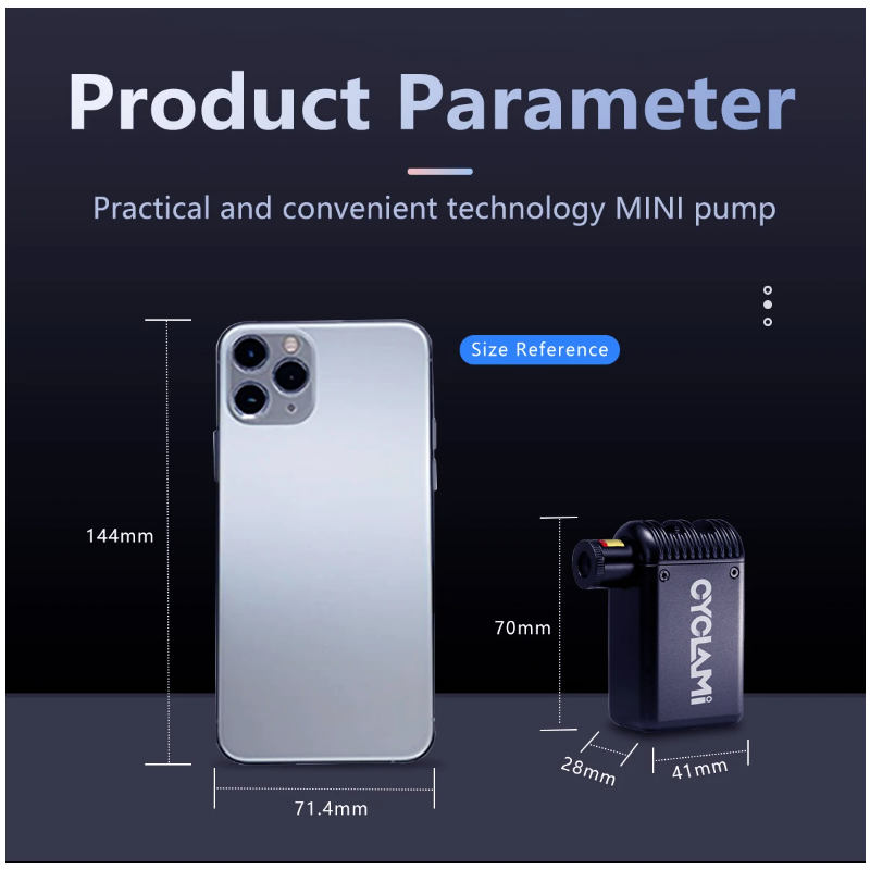 A2 Mini Elektrisk Luftpump lättviktig bärbar cykel inflator MTB pump kompatibel med Presta Schrader ventiler