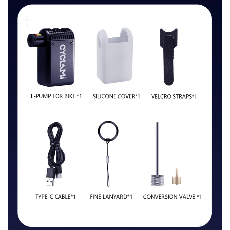 A2 Mini Elektrisk Luftpump lättviktig bärbar cykel inflator MTB pump kompatibel med Presta Schrader ventiler