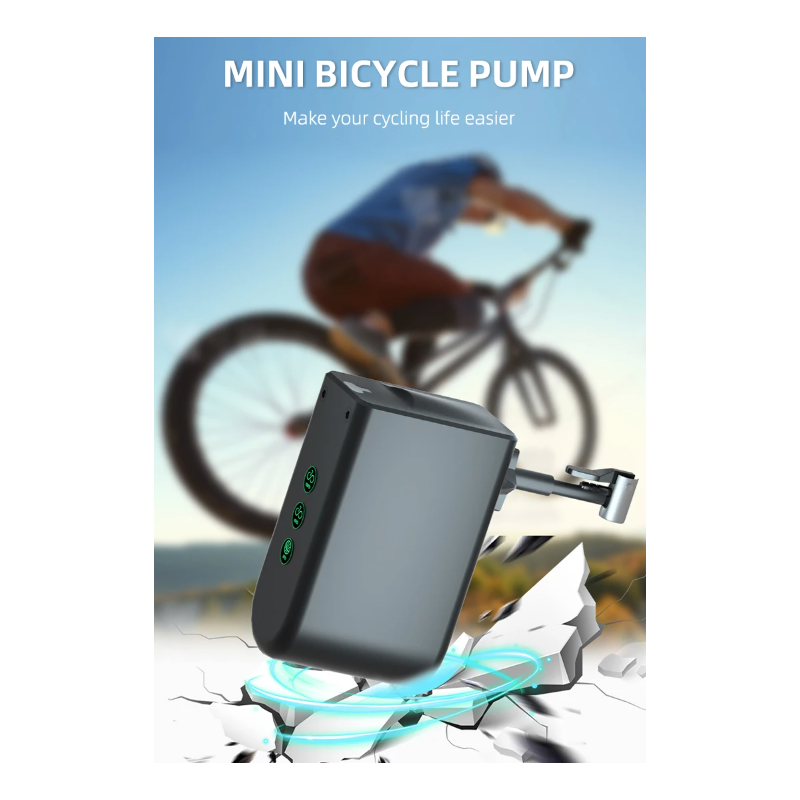 Mini cykelpump bärbar elektrisk luftpump med högprecisionstrycksensor och elegant design för cyklister