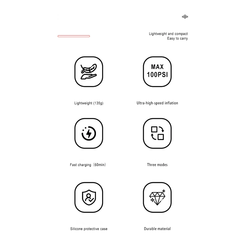 Mini cykelpump bärbar elektrisk luftpump med högprecisionstrycksensor och elegant design för cyklister