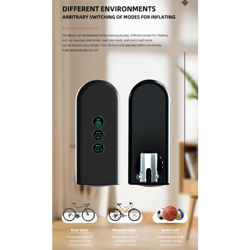 Mini cykelpump bärbar elektrisk luftpump med högprecisionstrycksensor och elegant design för cyklister