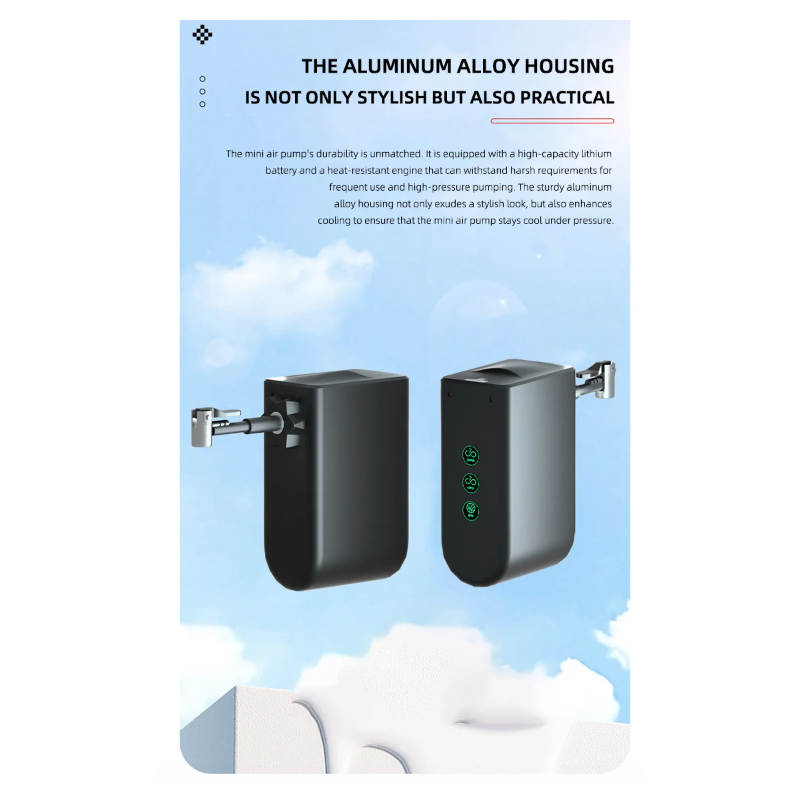 Mini cykelpump bärbar elektrisk luftpump med högprecisionstrycksensor och elegant design för cyklister