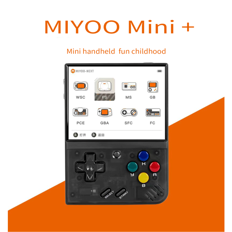 MIYOO Mini Plus bärbar retrospelskonsol med 3,5-tums IPS-skärm 640x480 upplösning för nostalgiskt spel