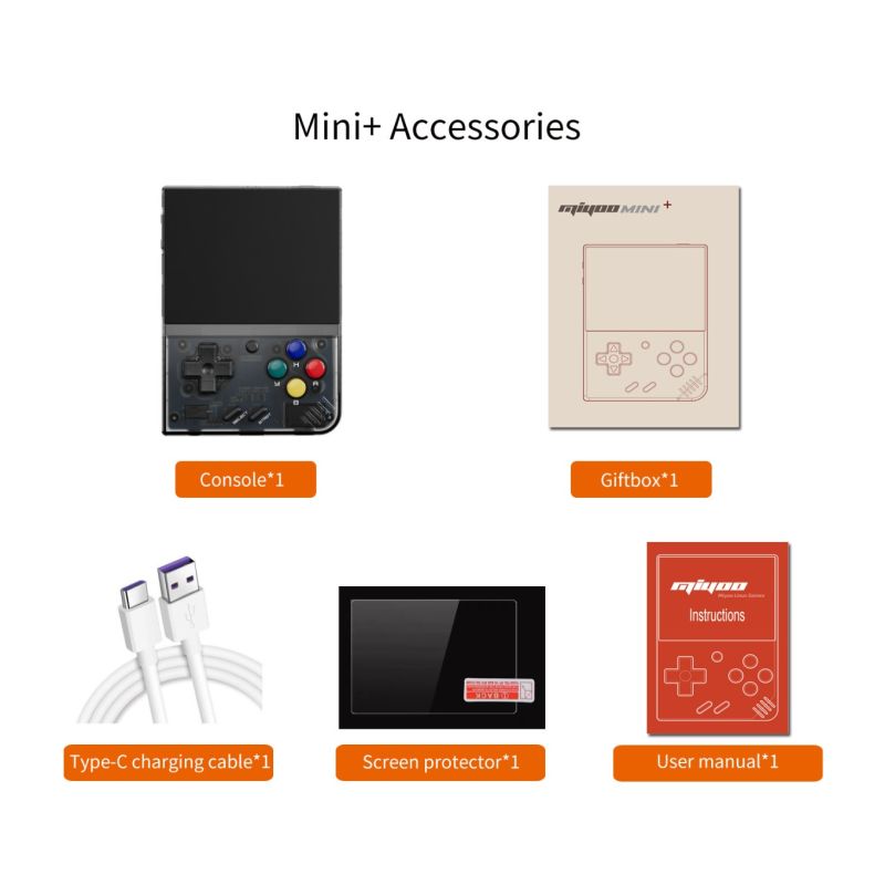 MIYOO Mini Plus bärbar retrospelskonsol med 3,5-tums IPS-skärm 640x480 upplösning för nostalgiskt spel