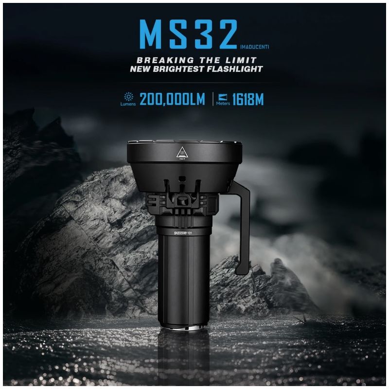 IMALENT MS32 LED ficklampa 200000 lumen hög effekt för äventyr nattsynlighet och robust utomhusbelysning