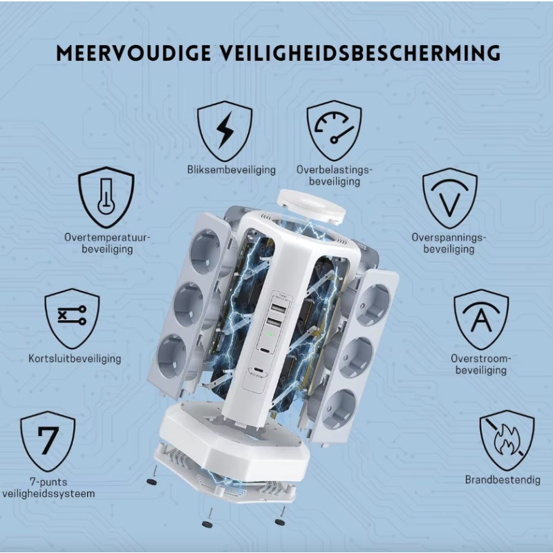 XT-G3211 Grenuttag Överspänningsskydd USB Laddare för Hemkontor 4000W 16A med Nattlampa