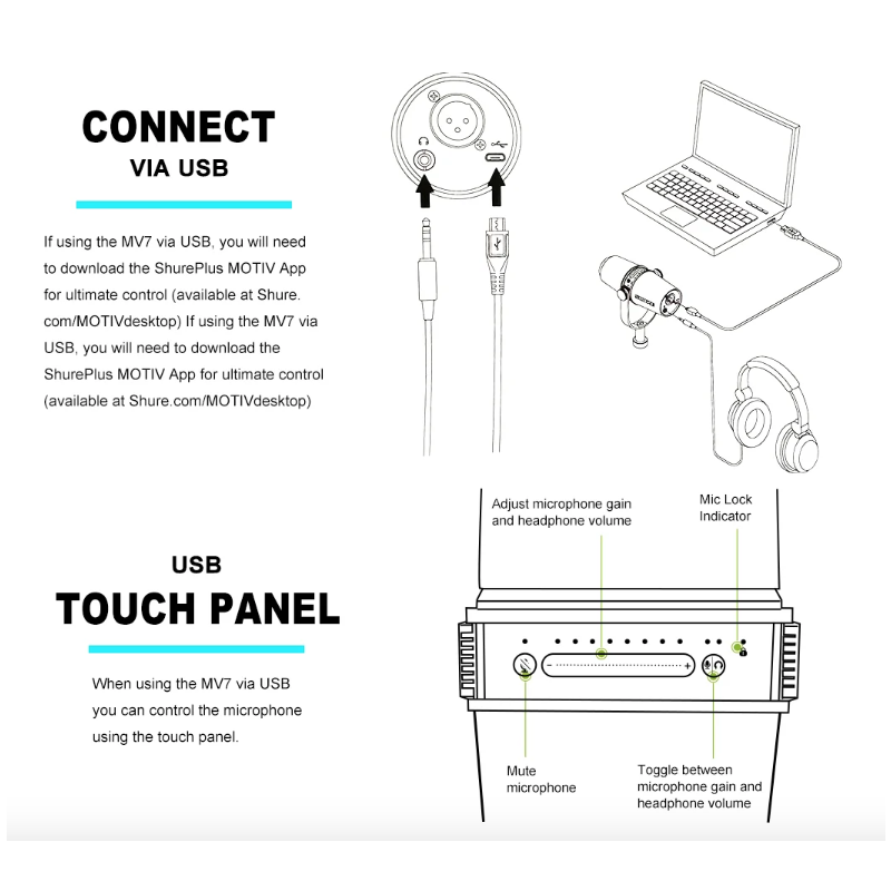 MV7 Professionell Dynamisk Mikrofon för Podcasting Live Streaming och Inspelning med Hög Kvalitet Ljud