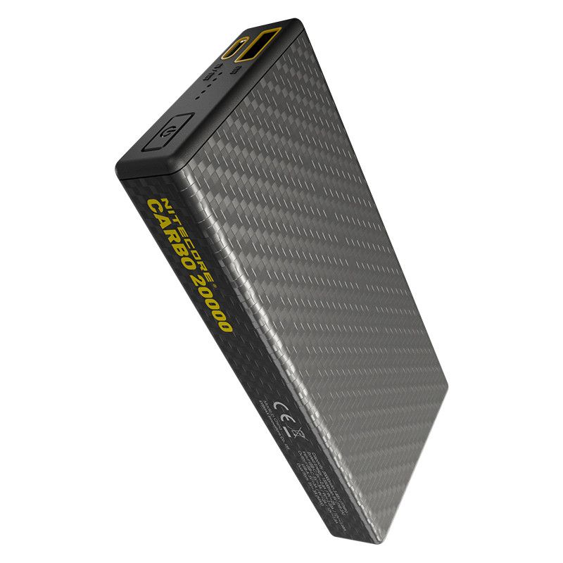NITECORE CARBO 20000 Mobil Powerbank 20000mAh kolfiber lättviktig PD QC 20W IPX5 för utomhusäventyr
