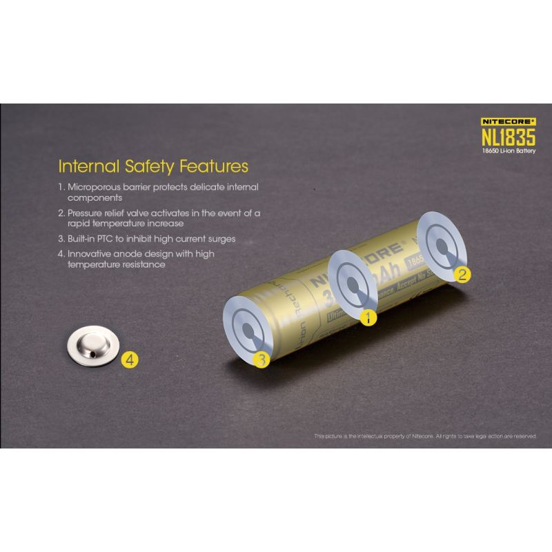 Nitecore 18650 NL1835 3500mAh Li-ion Batteri Hög Kapacitet Långvarig Tillförlitlig Prestanda Ficklampsbatteri