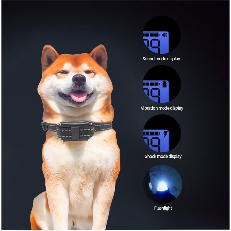 Elektriskt hundträningshalsband med LCD skärm och långdistans fjärrkontroll Vattentätt och justerbara nivåer