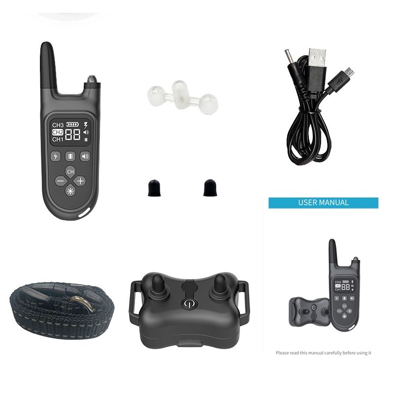 Elektriskt hundträningshalsband med LCD skärm och långdistans fjärrkontroll Vattentätt och justerbara nivåer