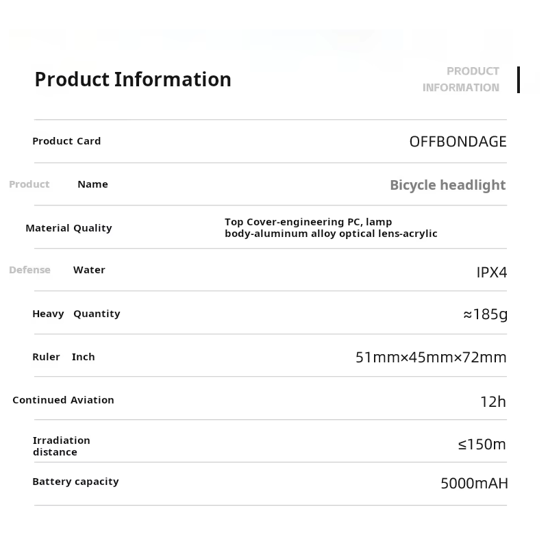 OFF-N5 LED-cykellampa 1000 lumen | USB-laddning | Robust cykelbelysning för MTB & racercykel