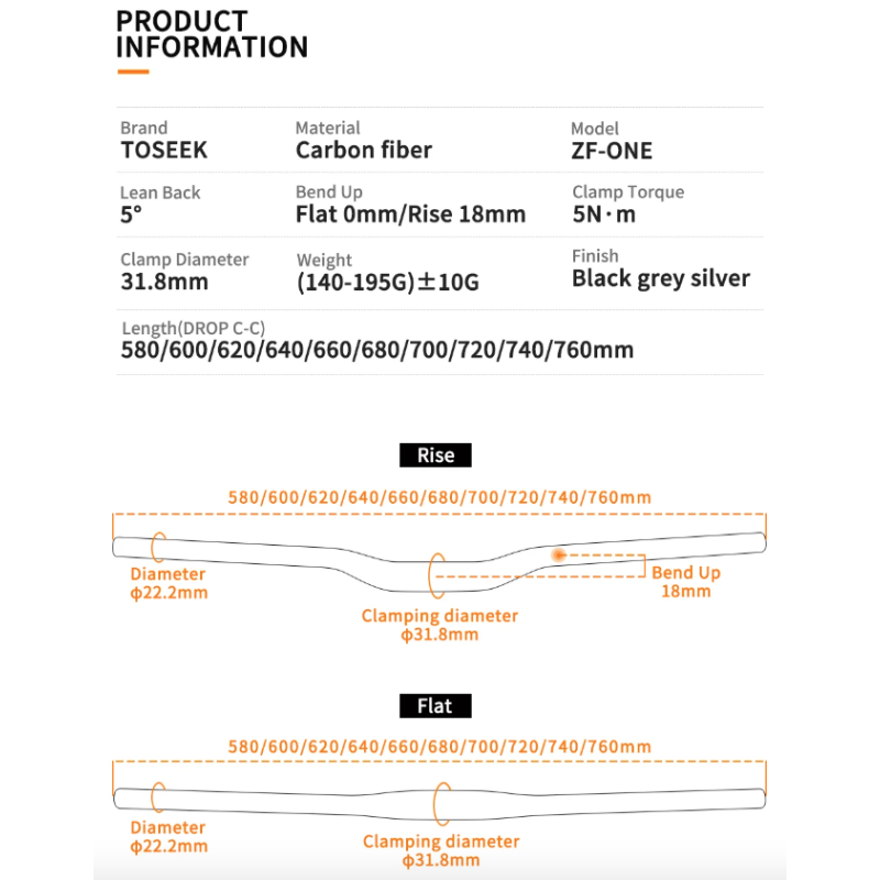 TOSEEK ZF-ONE MTB cykelstyre lättvikt full kolfiber 31,8mm breddalternativ 580mm-760mm mountainbike-tillbehör