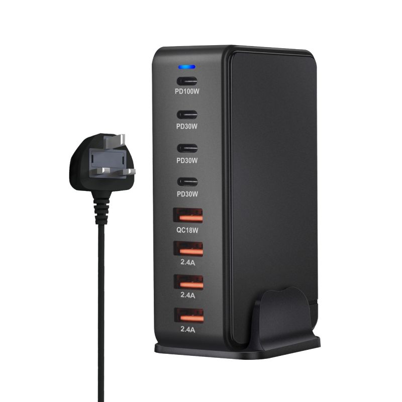 240W stationär GaN-laddare 8-portars USB Typ C PD snabbladdare med smart laddningsteknik och snabb laddning