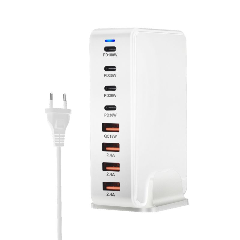 240W stationär GaN-laddare 8-portars USB Typ C PD snabbladdare med smart laddningsteknik och snabb laddning