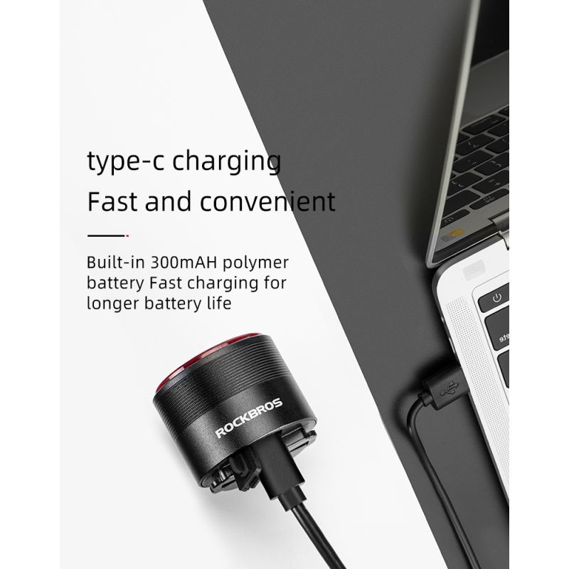 ROCKBROS Q3 cykelbakljus med smart bromssensor för nattcykling vattentät synlighet MTB landsvägssäkerhet