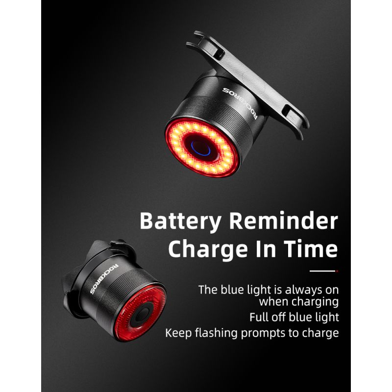 ROCKBROS Q3 cykelbakljus med smart bromssensor för nattcykling vattentät synlighet MTB landsvägssäkerhet