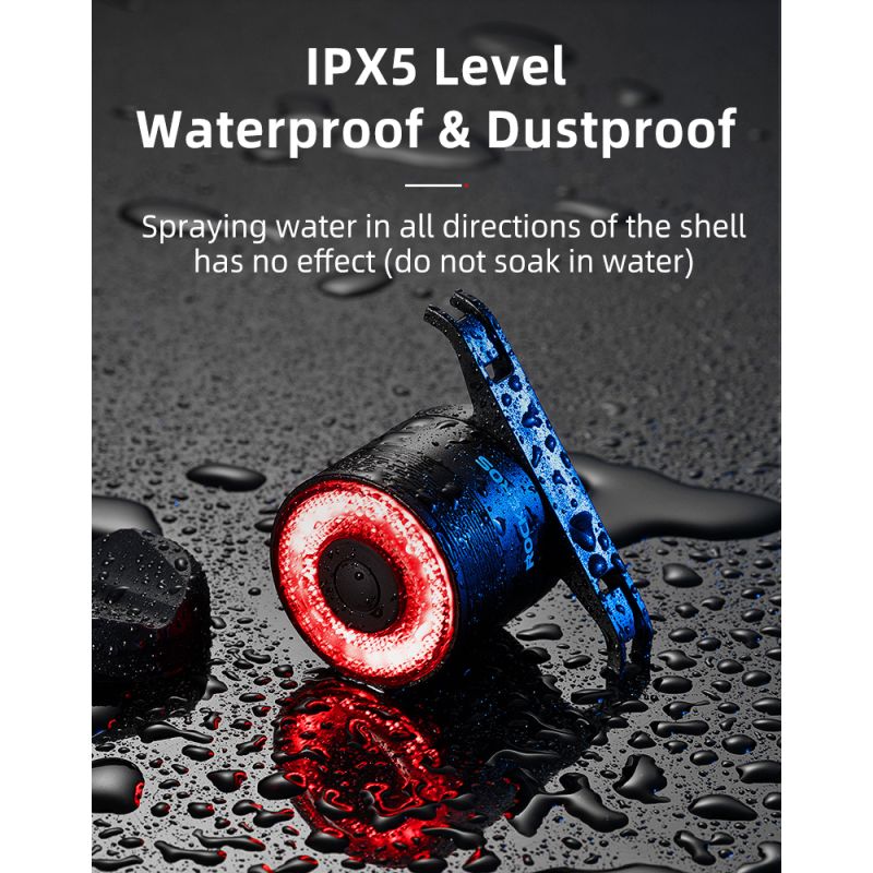 ROCKBROS Q3 cykelbakljus med smart bromssensor för nattcykling vattentät synlighet MTB landsvägssäkerhet